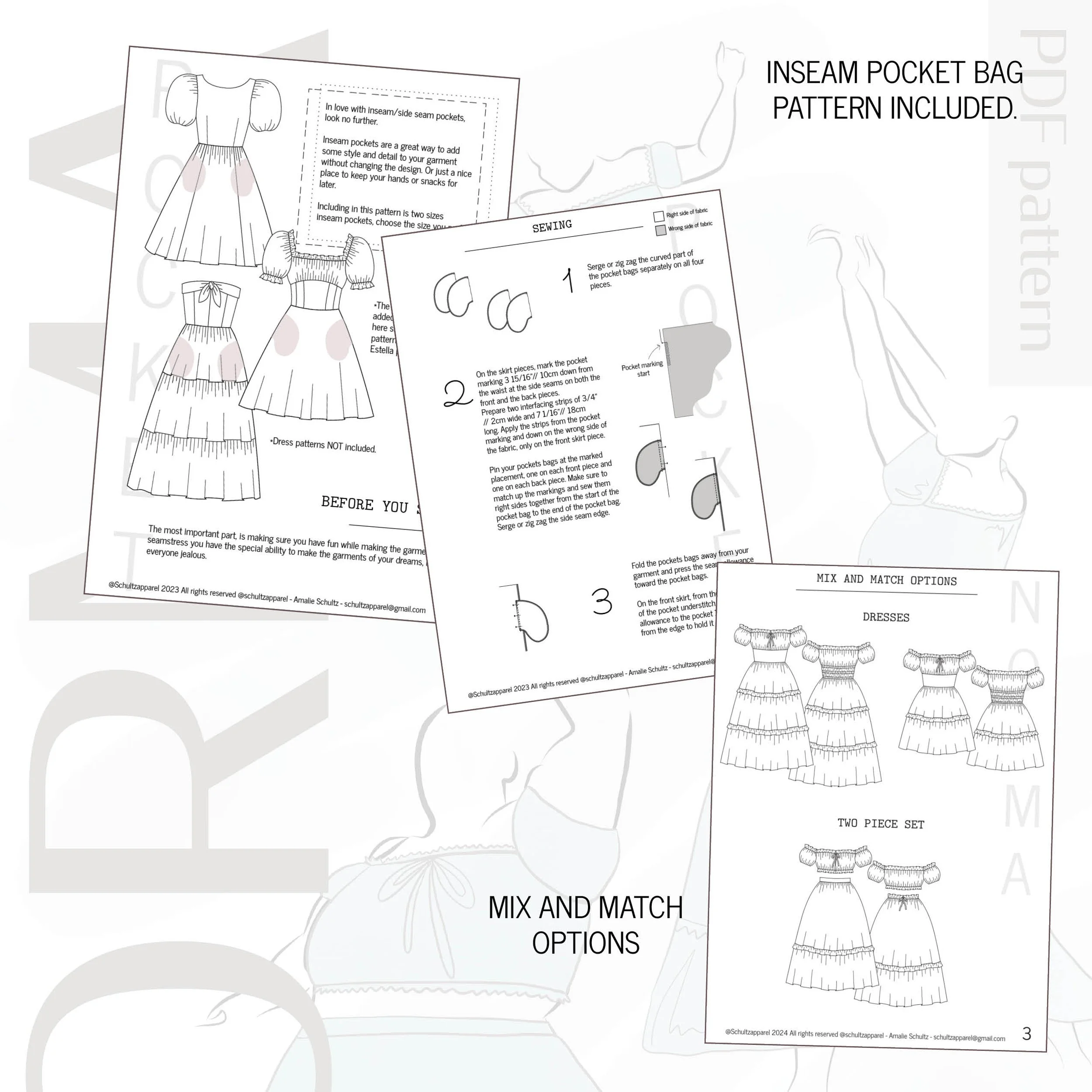 The Norma Dress and Two piece Pattern - Digital Pattern (B and D